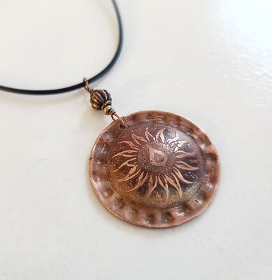 Etched Copper Necklace: Exquisite and Unique Designs: Free Shipping - image1